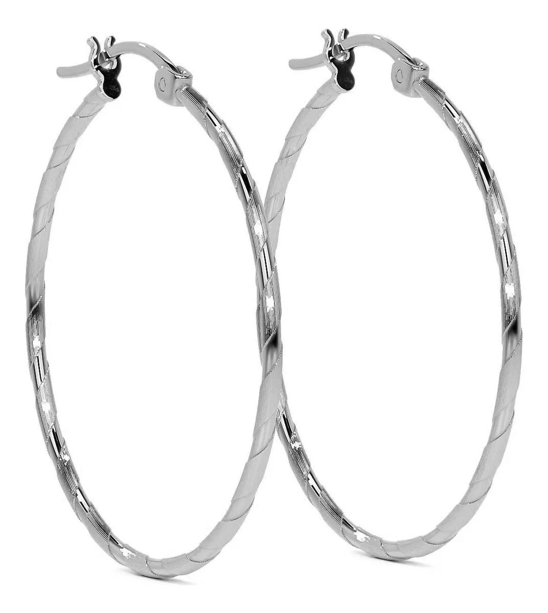 Arete Arracada Diamantada De Plata Ley 925 Para Mujer 25 Mm