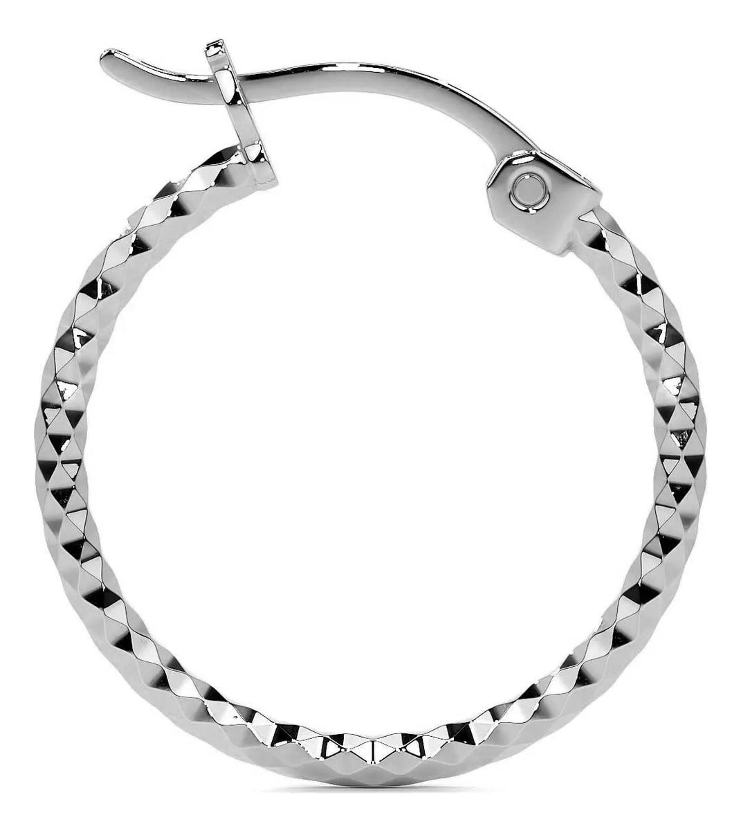 Arete Arracada De Plata Ley 925 Diamantada Para Mujer 15mm