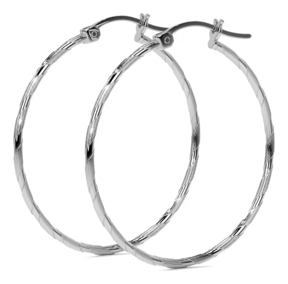 Arete Arracada Diamantada De Plata Ley 925 Para Mujer 30 Mm