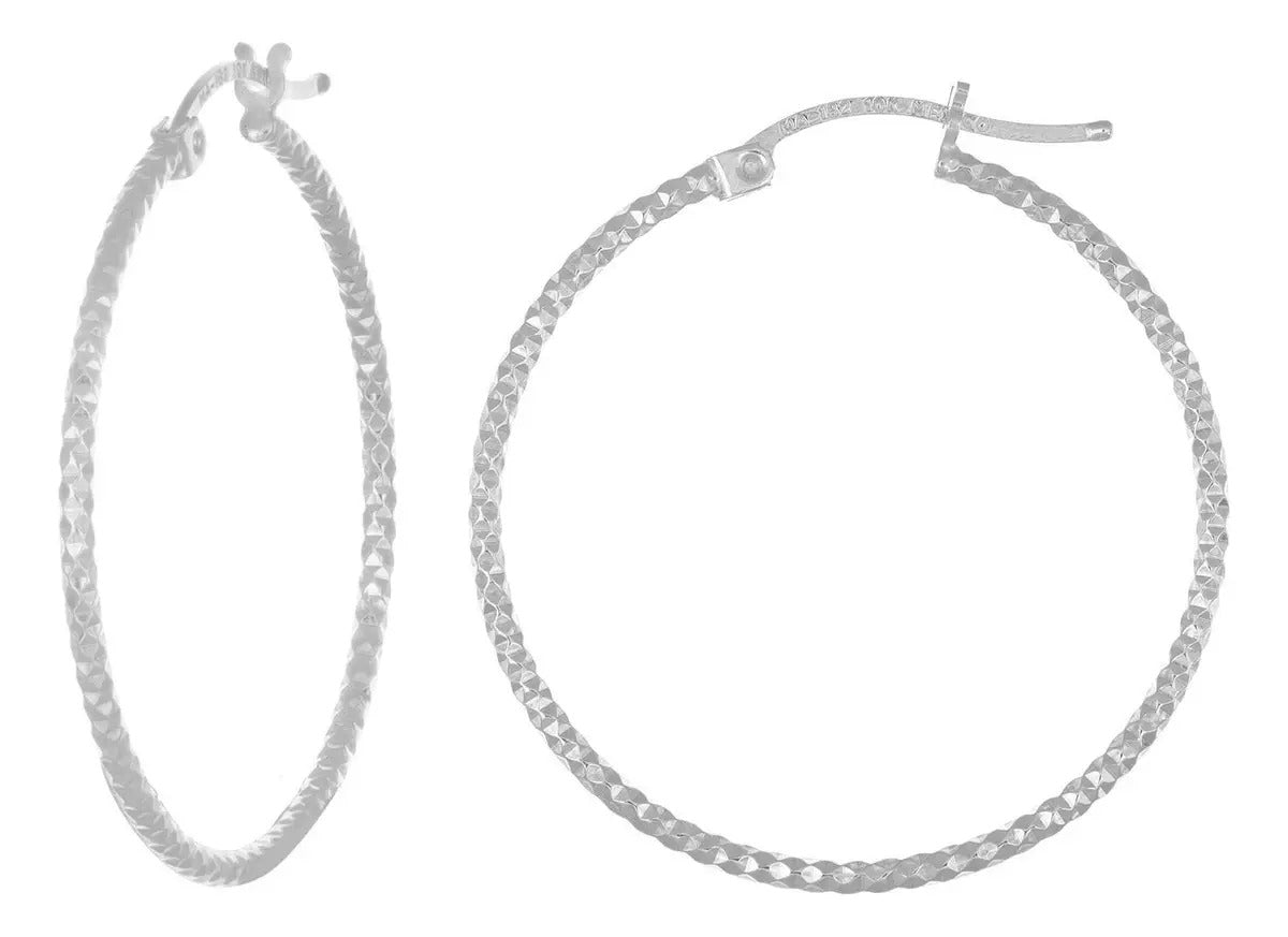 Arete De Plata 925 Para Mujer Con Diamantado Panal De 25mm