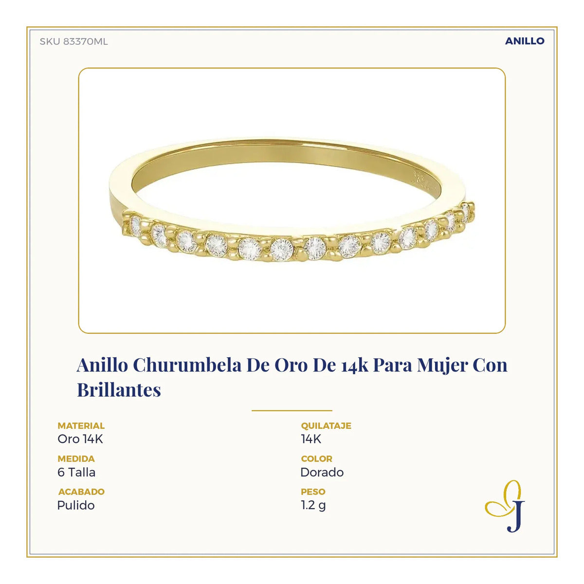 Anillo Churumbela De Oro De 14k Para Mujer Con Brillantes