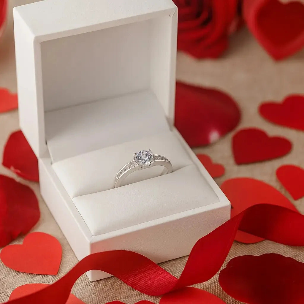 Anillo Solitario Para Mujer De Plata 925, Medida 7
