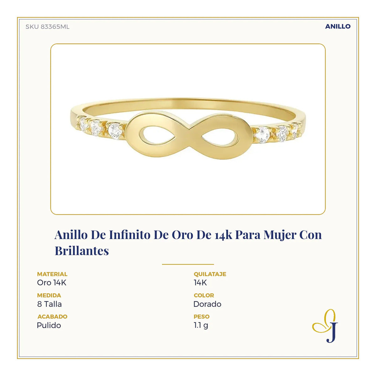 Anillo De Infinito De Oro De 14k Para Mujer Con Brillantes