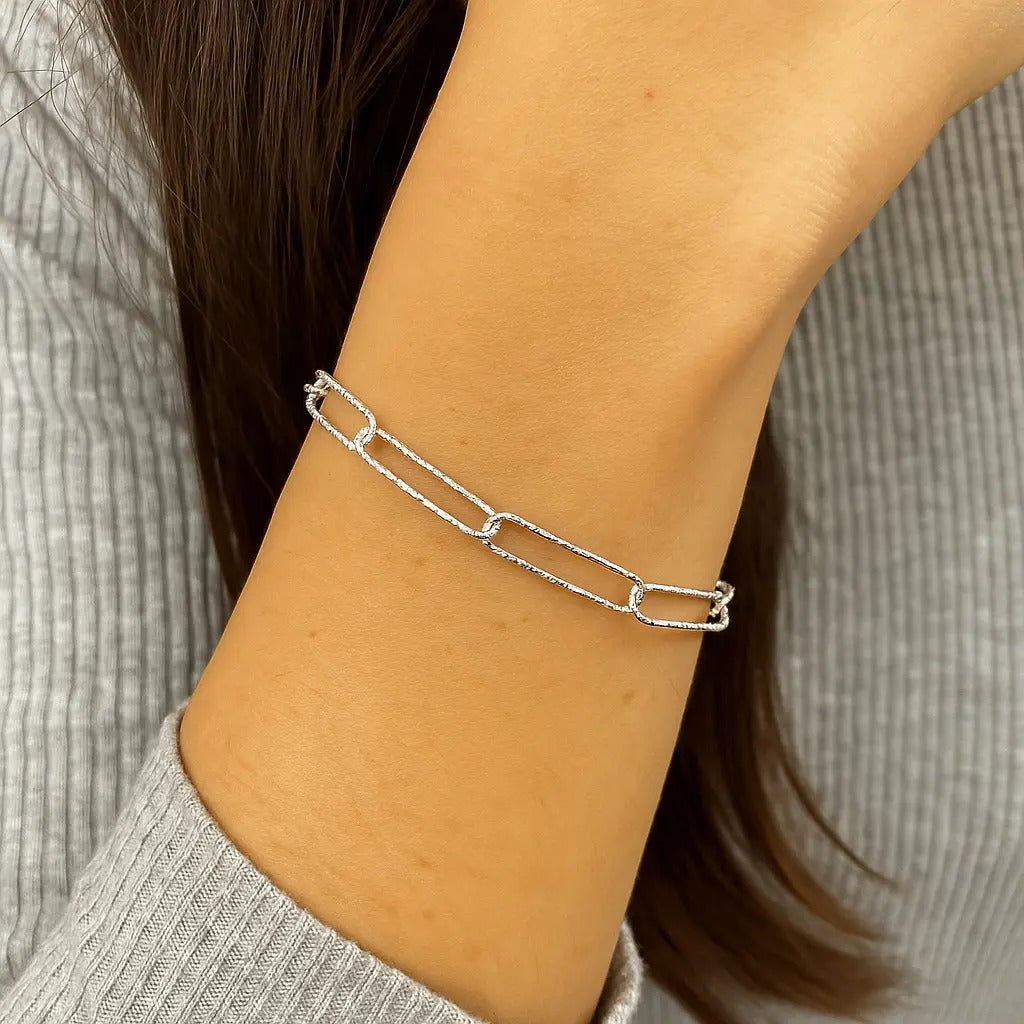 Pulsera Clip Para Mujer De Plata 925, Medida 18 Cm Plateado 6 Cm 18 Cm