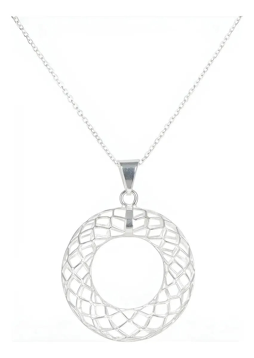 Collar 3d Circulo De Maya Para Mujer De Plata 925