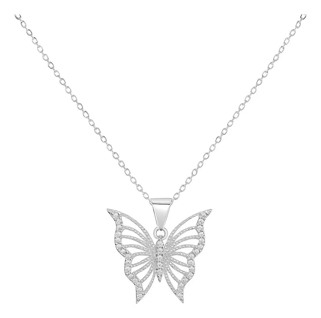 Collar De Mariposa Con Zirconias Para Mujer De Plata 925