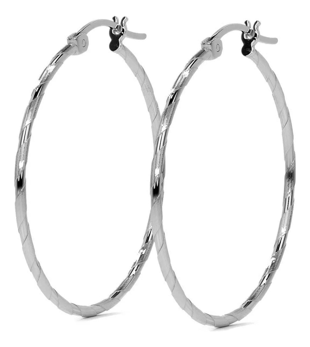 Arete Arracada Diamantada De Plata Ley 925 Para Mujer 25 Mm