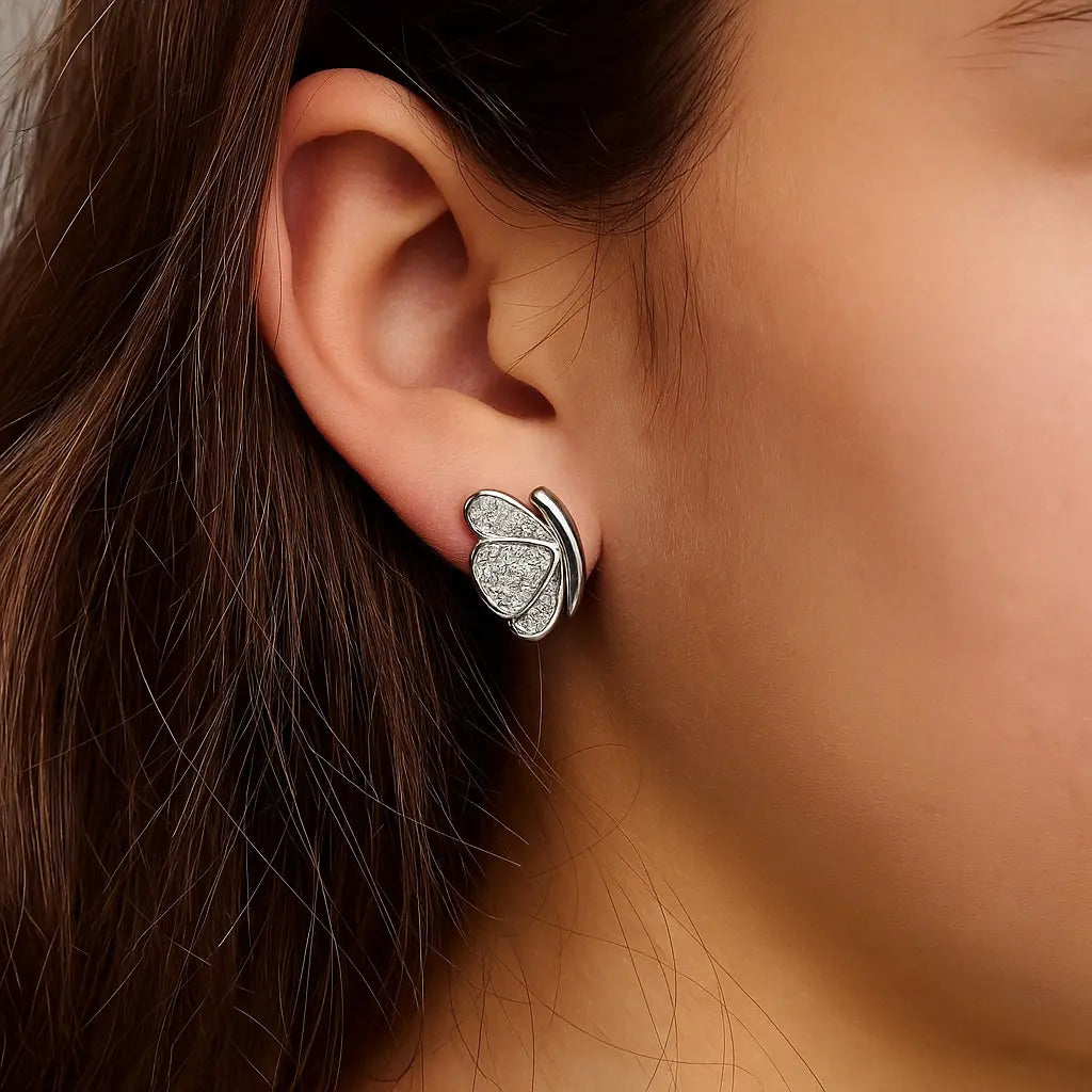 Aretes Mariposa Con Zirconias Para Mujer De Plata 925