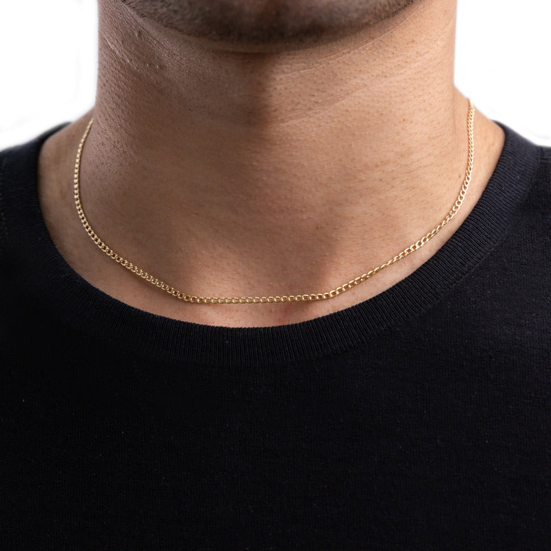 Cadena Italiana De 10k, Estilo Cubana, Calibre 2mm