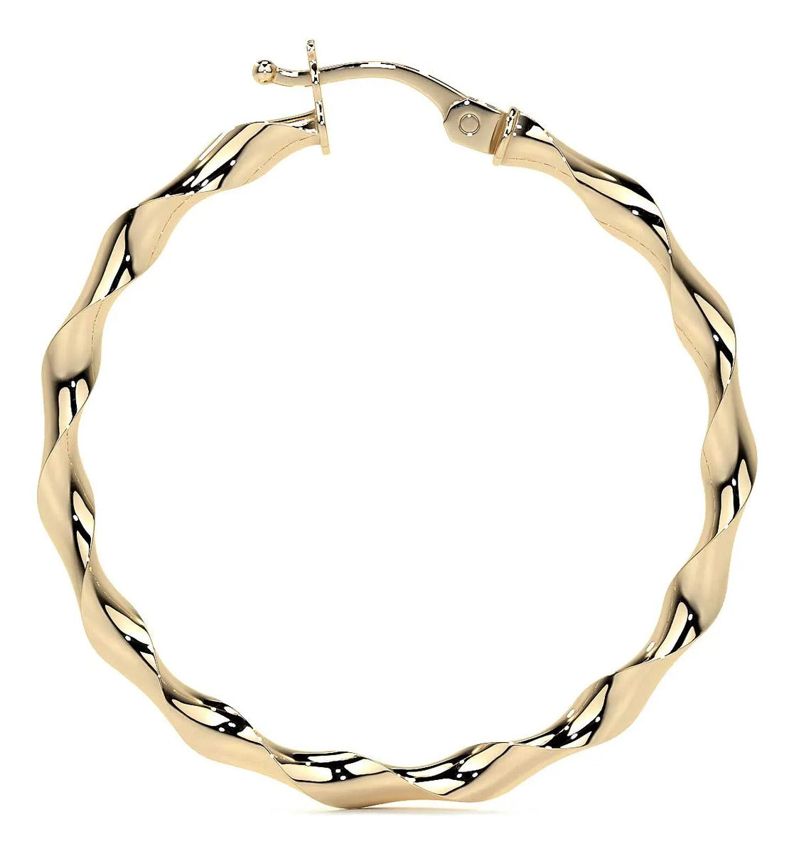 Arracada Diamantada Italiana Torsal De Oro De 14k De 25mm