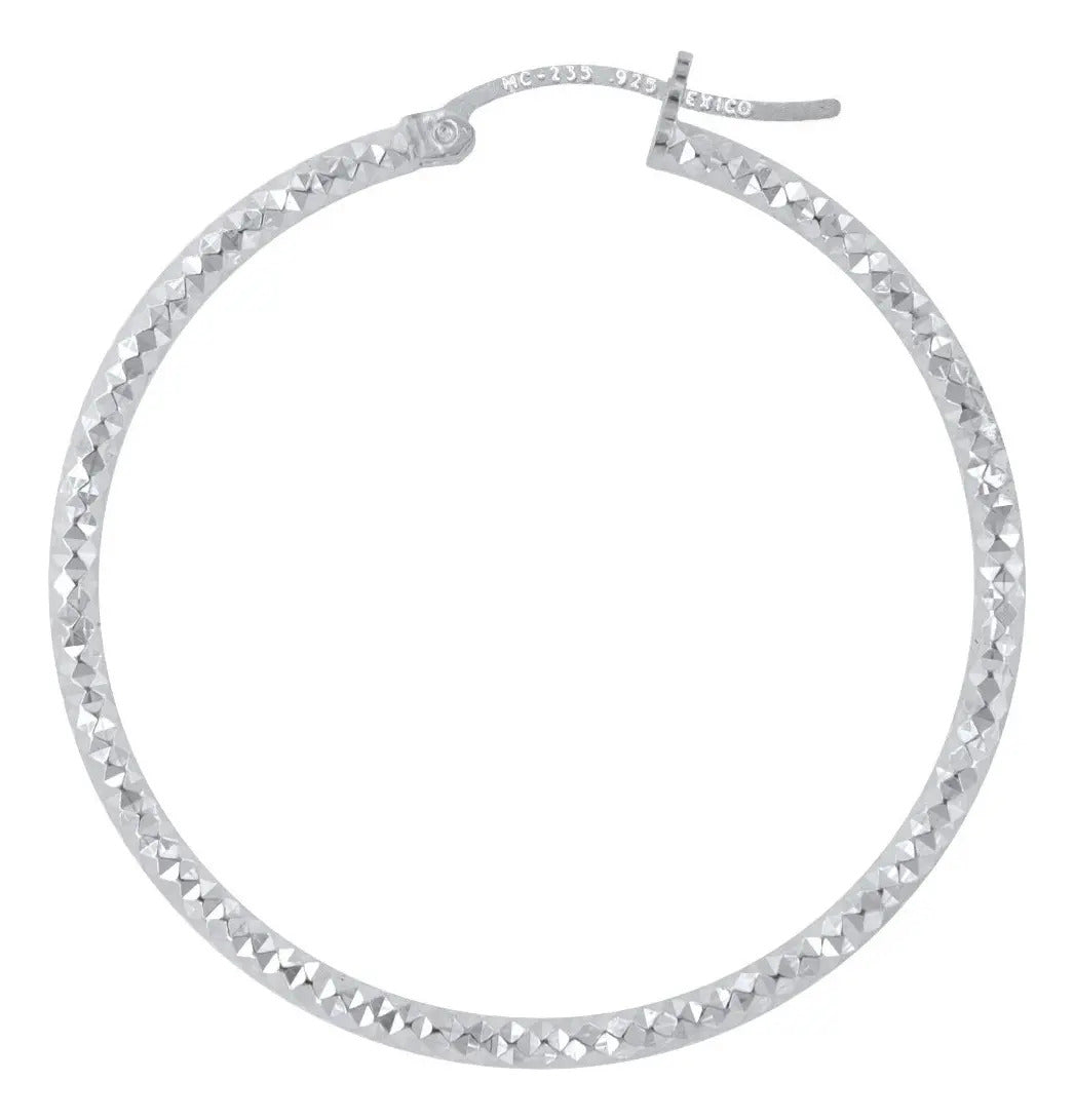 Arete Arracada De Plata Ley 925 Diamantada Mujer 35mm