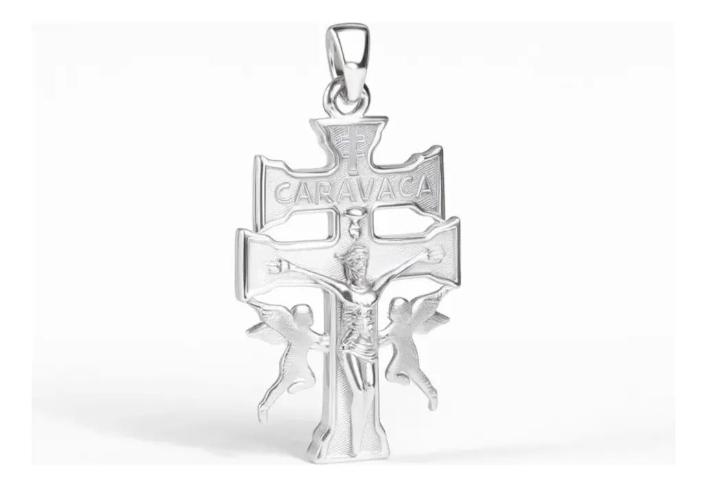 Dije De Plata 925 Para Hombre De Cruz De Caravaca De 2.3 Mm Plateado