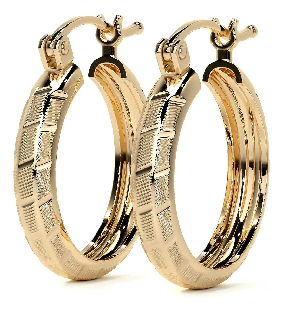 Arracada Bangle De Oro 10k Diamantado Diagonal De 20x4mm