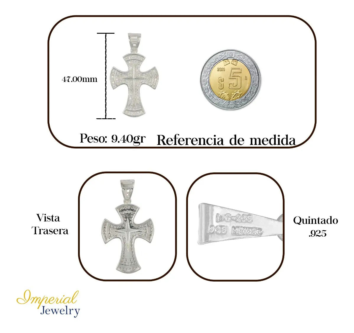 Dije Turco De Plata Ley 925 De Cruz Gresa Con Zirconia