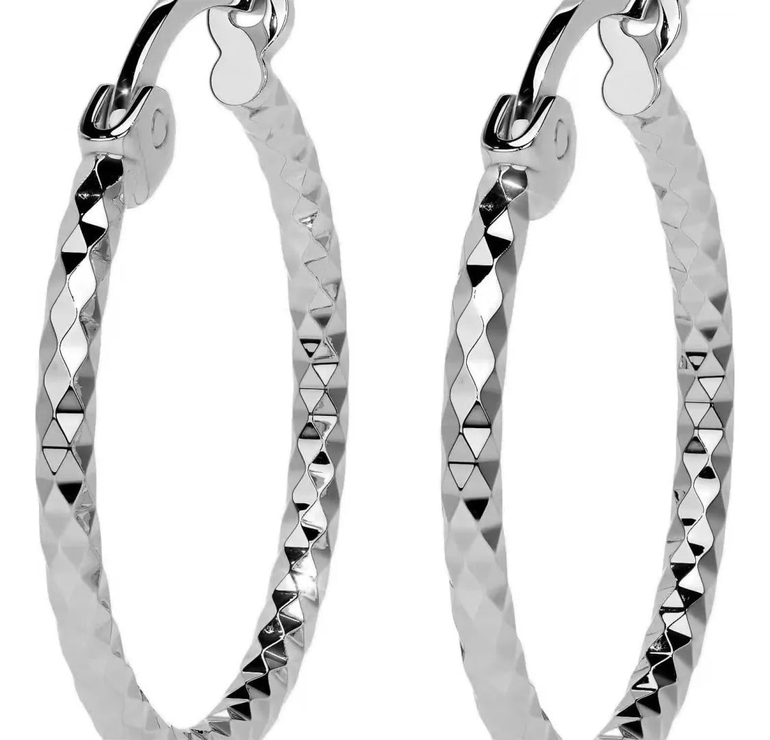 Arete Arracada De Plata Ley 925 Diamantada Para Mujer 15mm