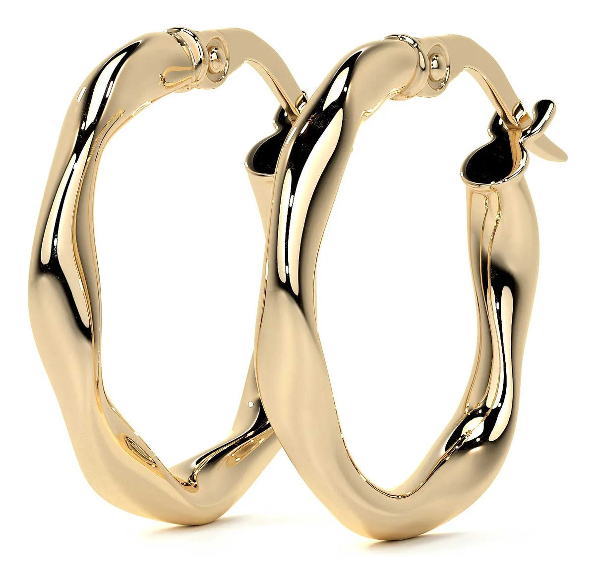 Arracada De Oro Italiana De 14k Torsida De 15 Mm
