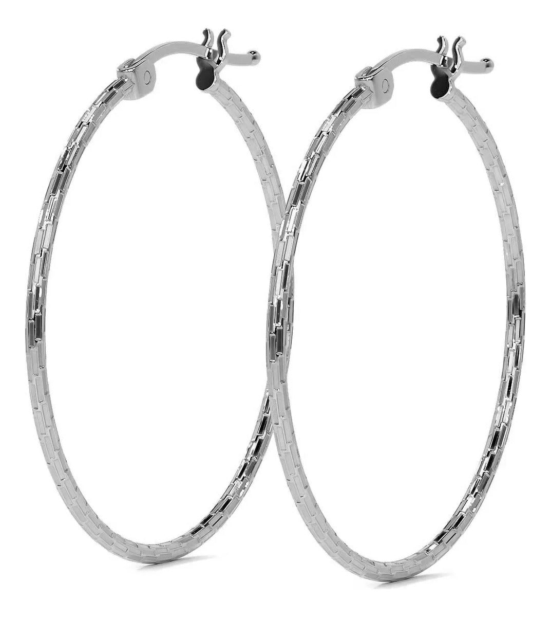Arete De Plata 925 Para Mujer Con Diamantado Domino De 30mm