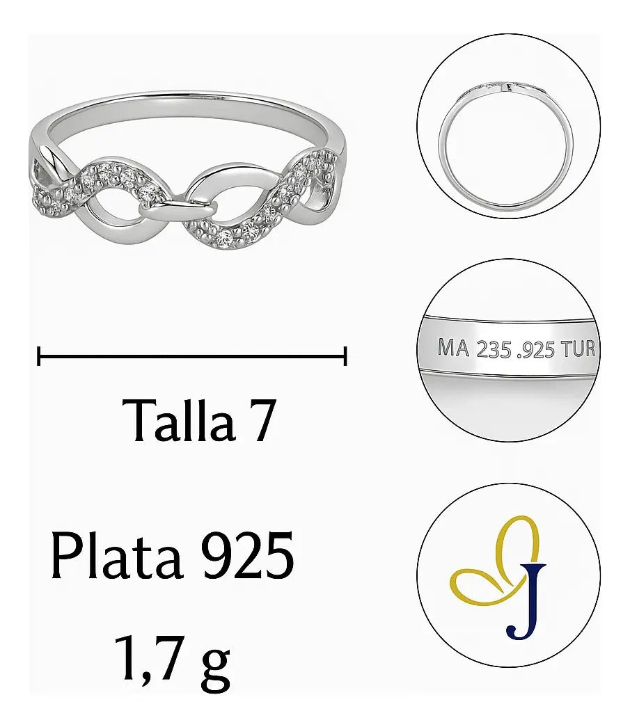 Anillo 2 Infinitos Con Zirconia Para Mujer De Plata 925
