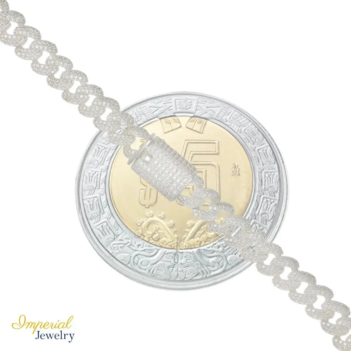 Esclava Turca De Plata 925 Barbada Con Zirconia De 19.5 Cm