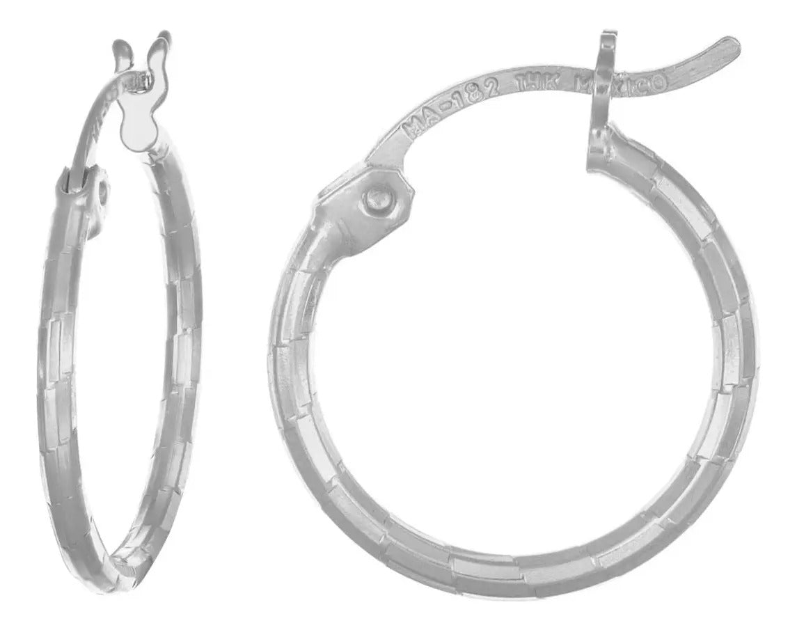 Arete De Plata 925 Para Mujer Con Diamantado Domino De 12mm