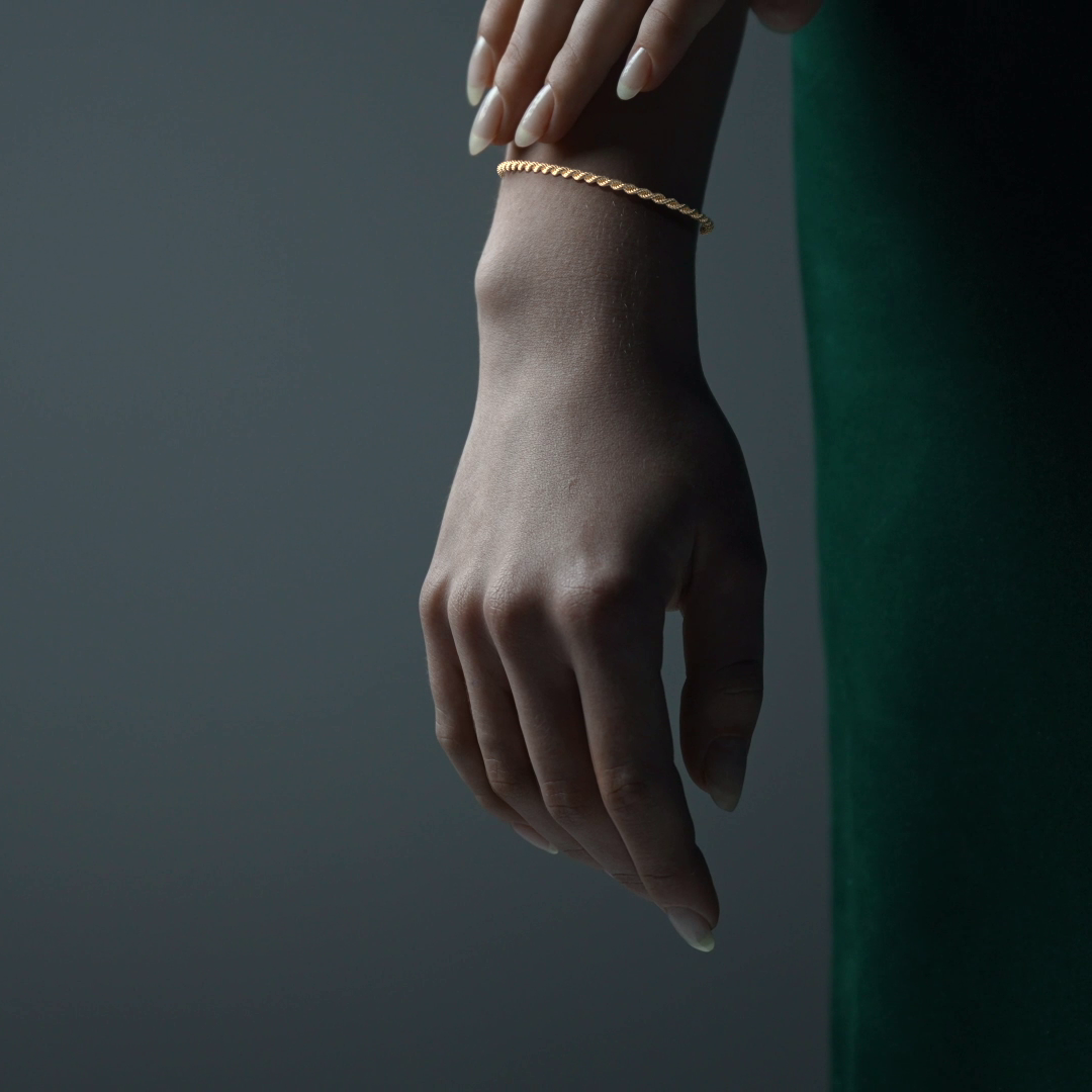 Pulsera de Oro 10K Estilo Torsal Italiano | Brazalete Elegante de Joyería Fina
