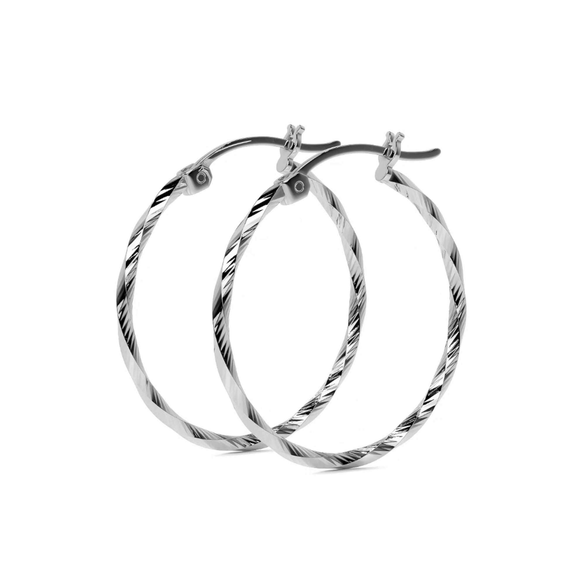 Arete De Plata 925 Extra ligero Para Mujer Con Diamantado Torsal