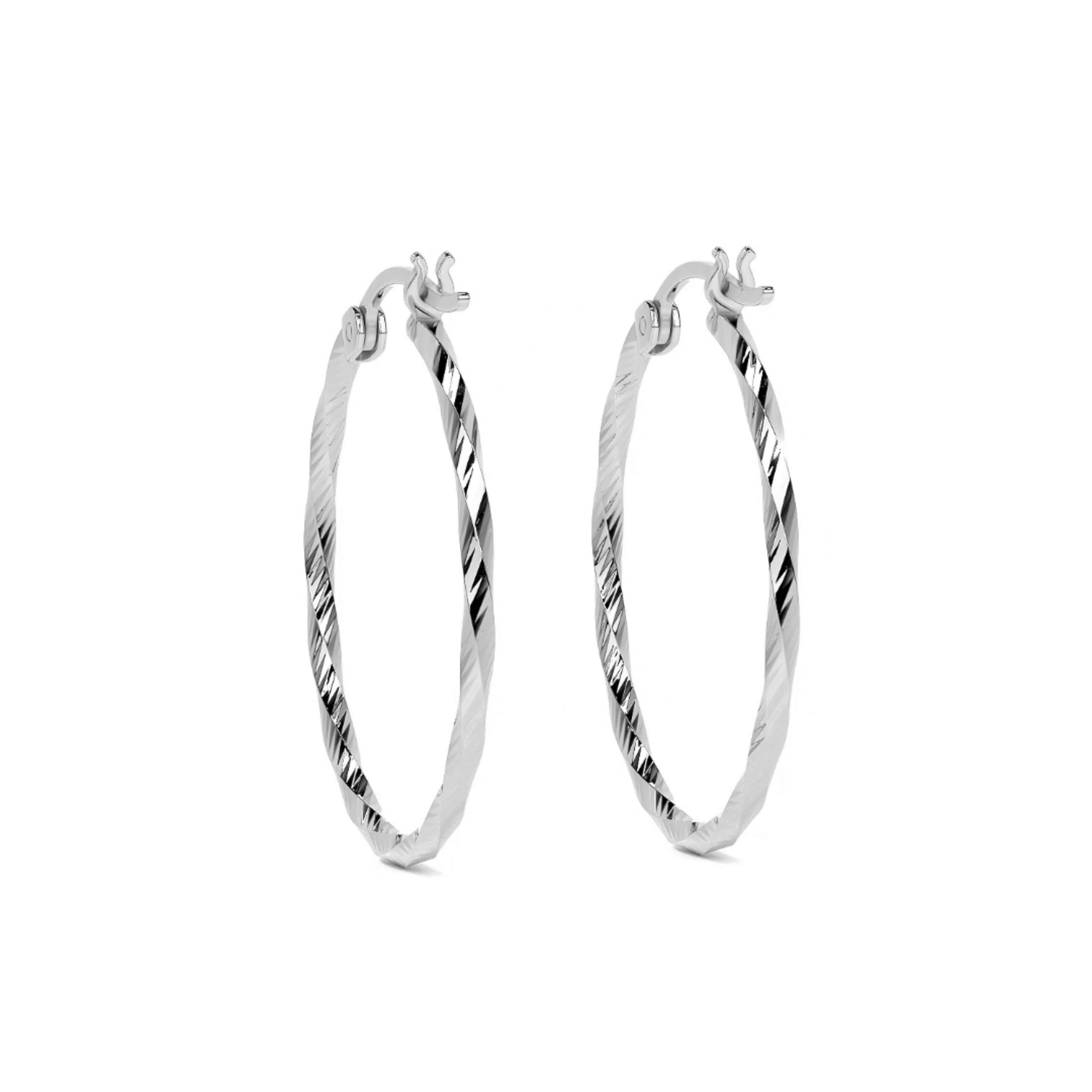 Arete De Plata 925 Extra ligero Para Mujer Con Diamantado Torsal