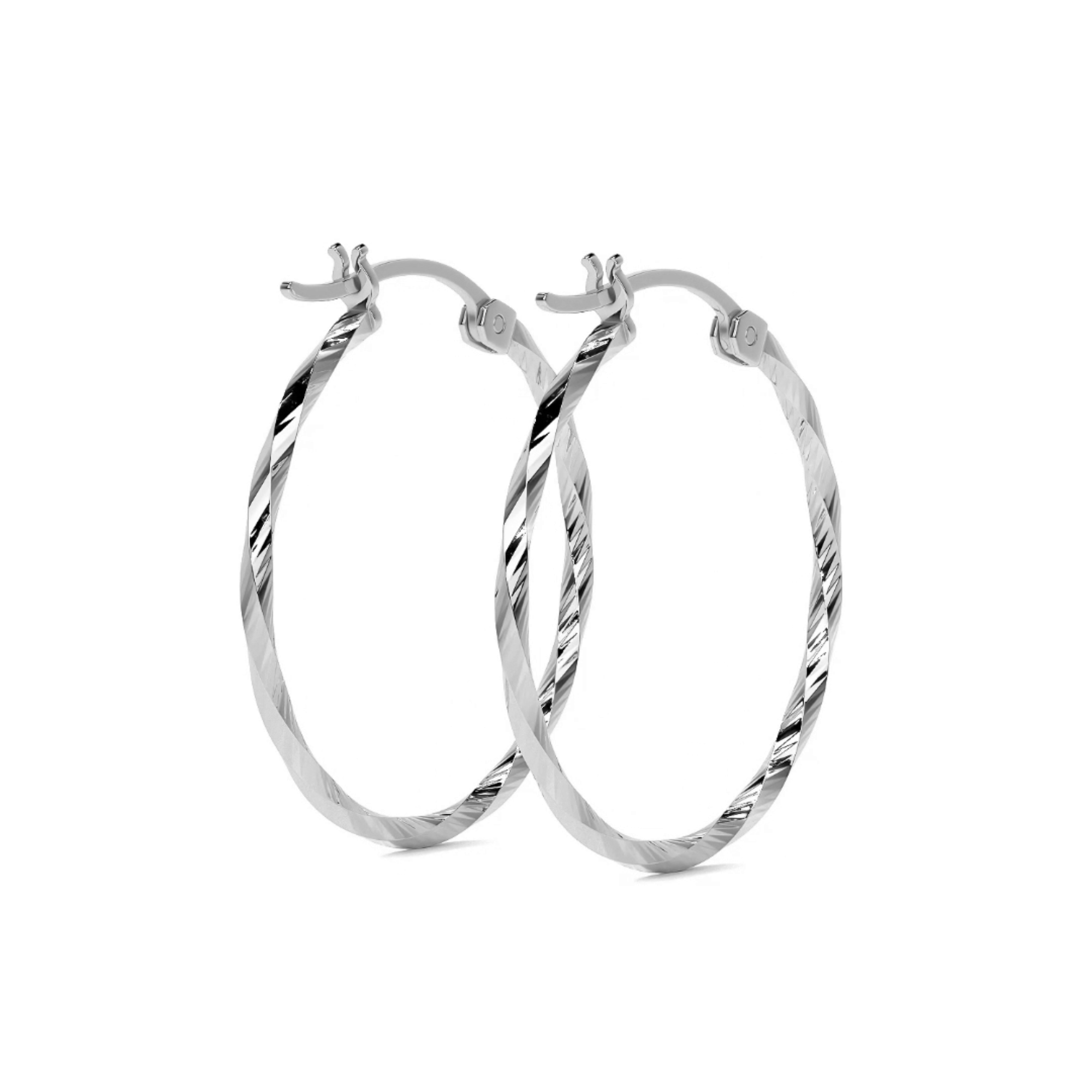 Arete De Plata 925 Extra ligero Para Mujer Con Diamantado Torsal