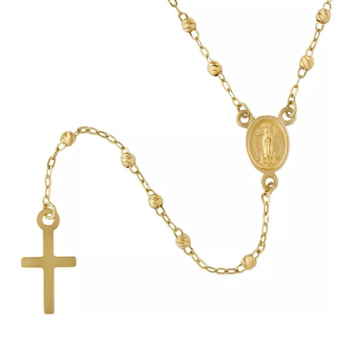 14K Gold Rosary with 3 Tricolor Ball 50cm