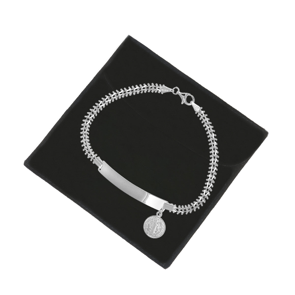 Pulsera De Plata 925 Estilo Petatillo Para Mujer Con Medalla