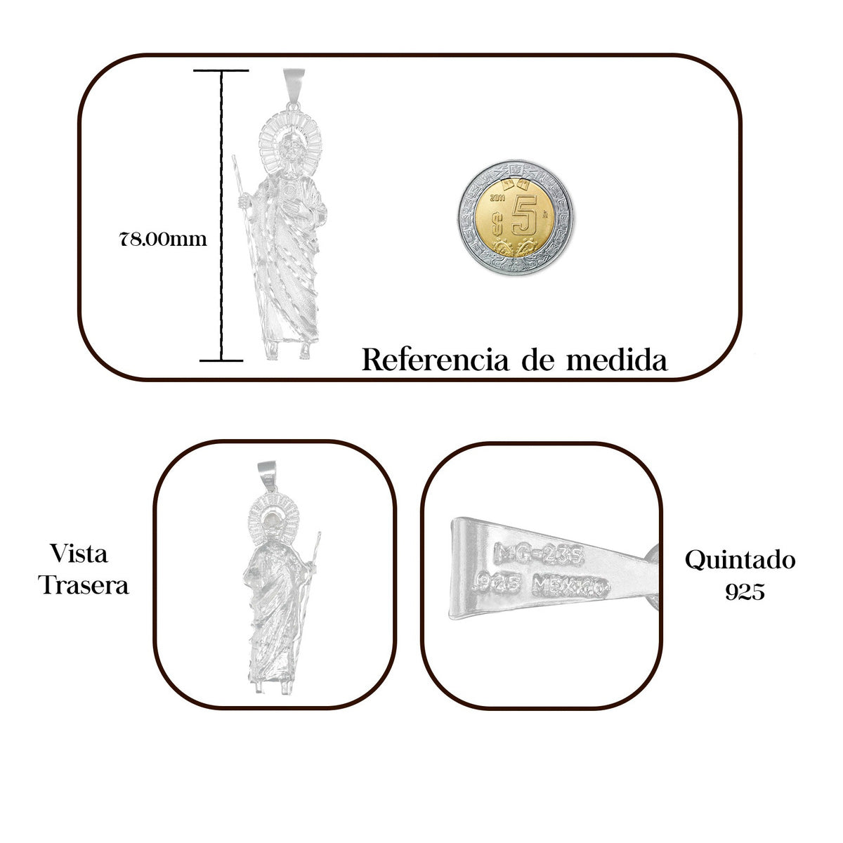 Collar De Plata 925 Con Dije De San Judas Y Cadena Italiana