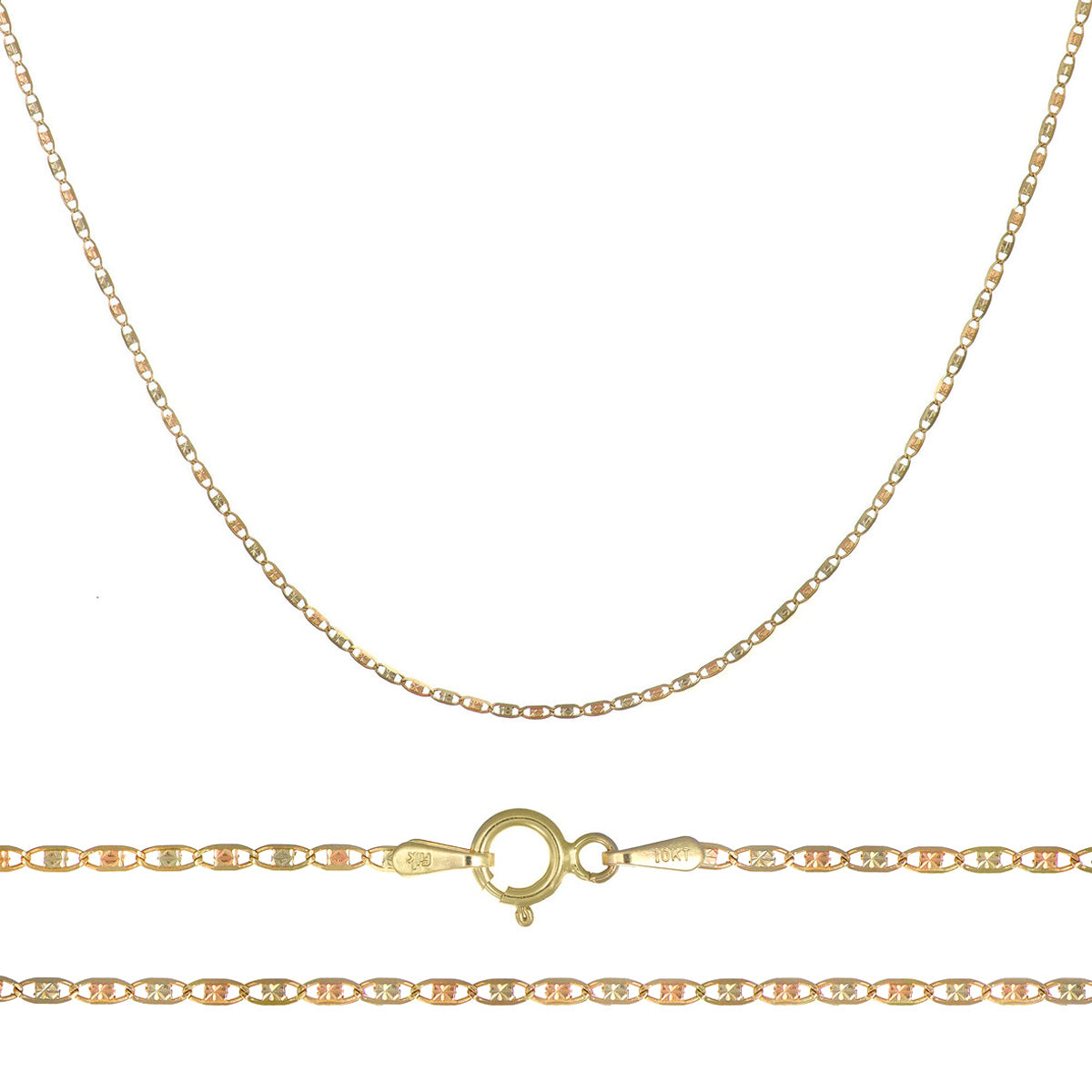 Cadena De Oro De 10k Valentino Calibre 1.3mm