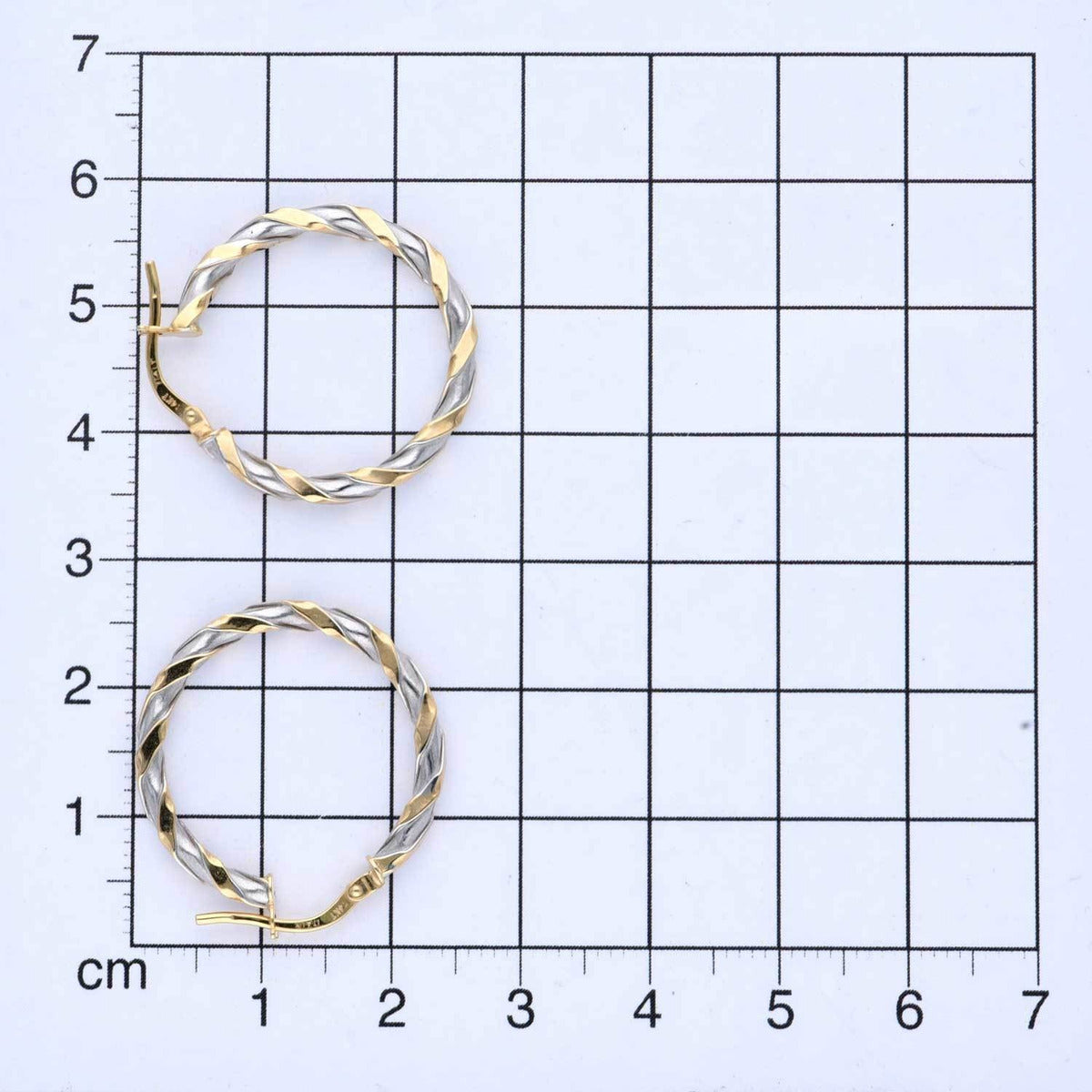 Arracadas con tubos torcidos de Oro Amarillo y Blanco de 14K