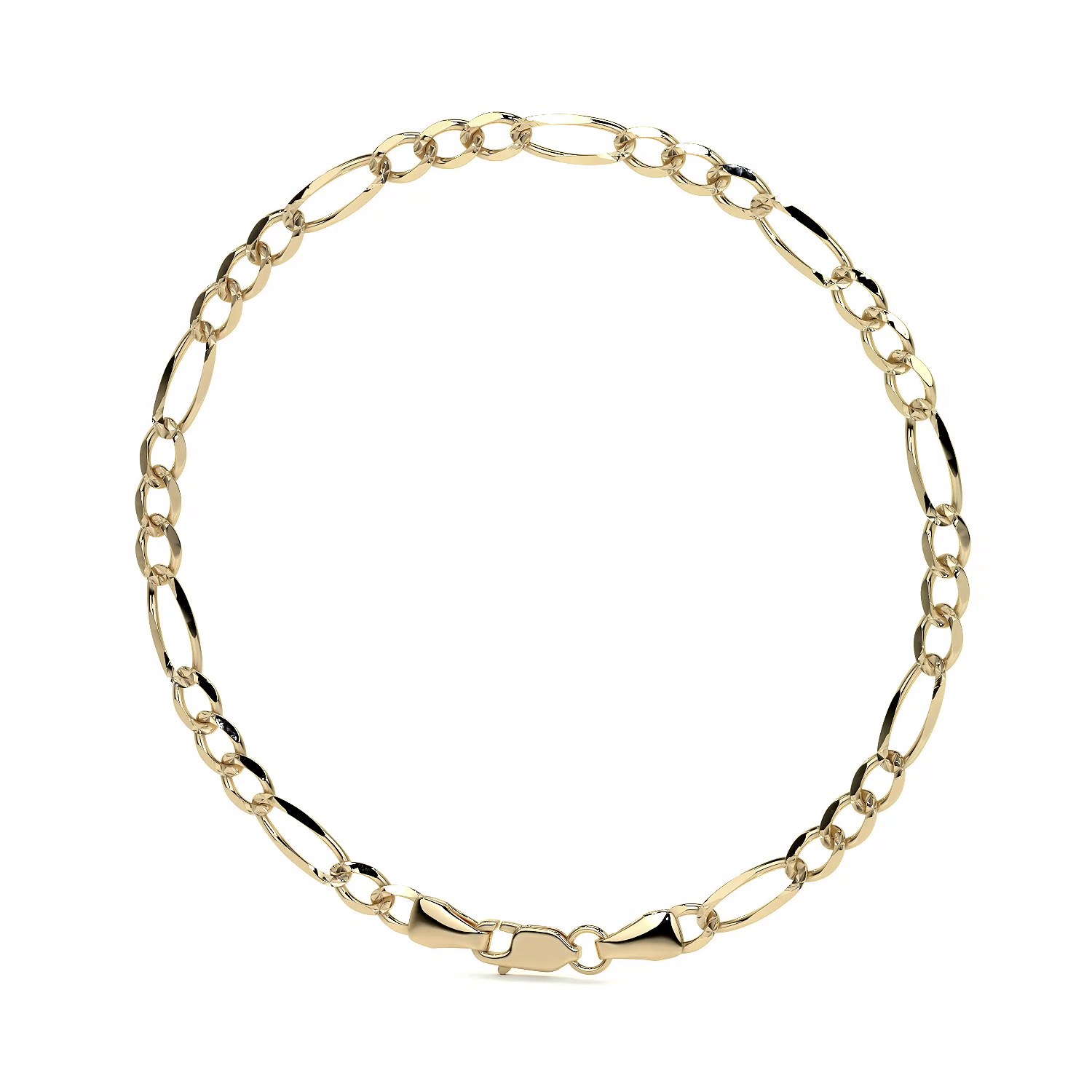 Pulsera de Oro 10K Estilo Figaro Italiano | Brazalete Elegante de Joyería Fina