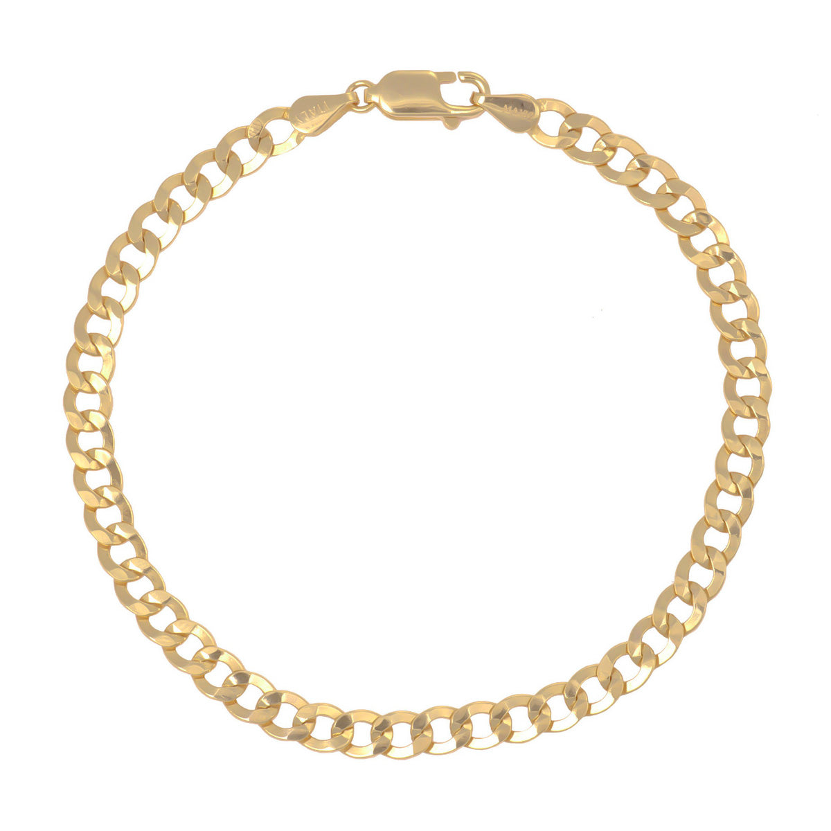 Pulsera Italiana Cubana Hueca De 10 Quilates 4.5mm, 18.5 Cm