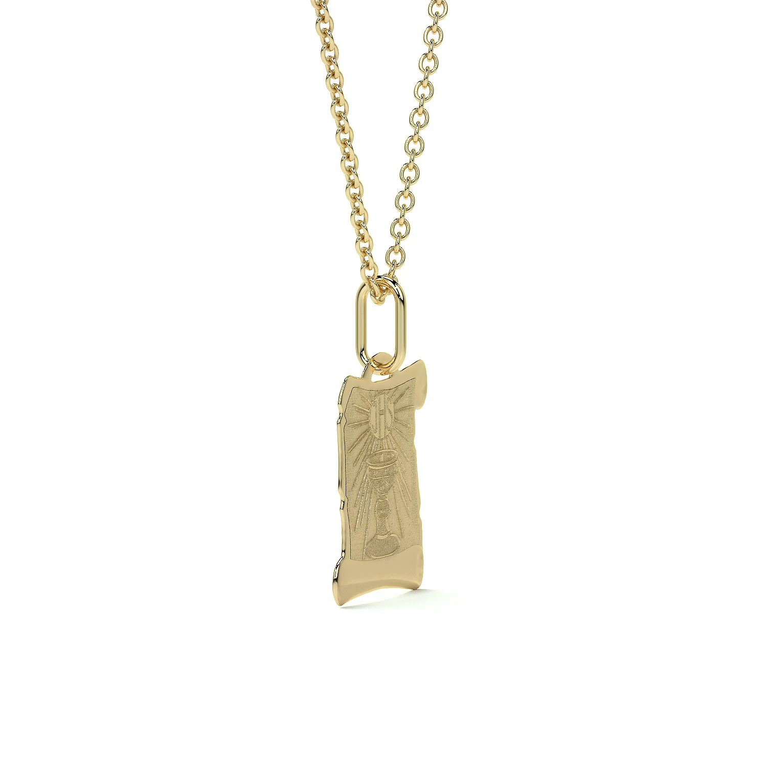 Dije de Oro 14K Medalla Religiosa Sagrado Caliz | Dije Oro Italiano 12mm | Joyería Fina