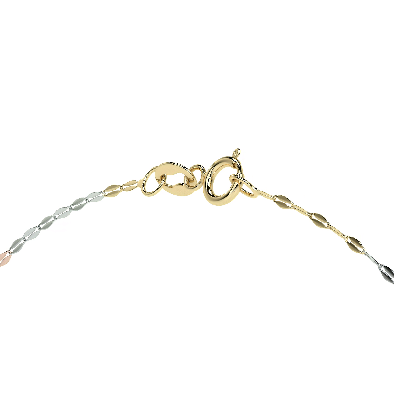 Cadena de Oro 14K Grano de Café Tricolor | Collar Italiano 1mm Oro Blanco, Amarillo y Rosa | 40 a 55 cm