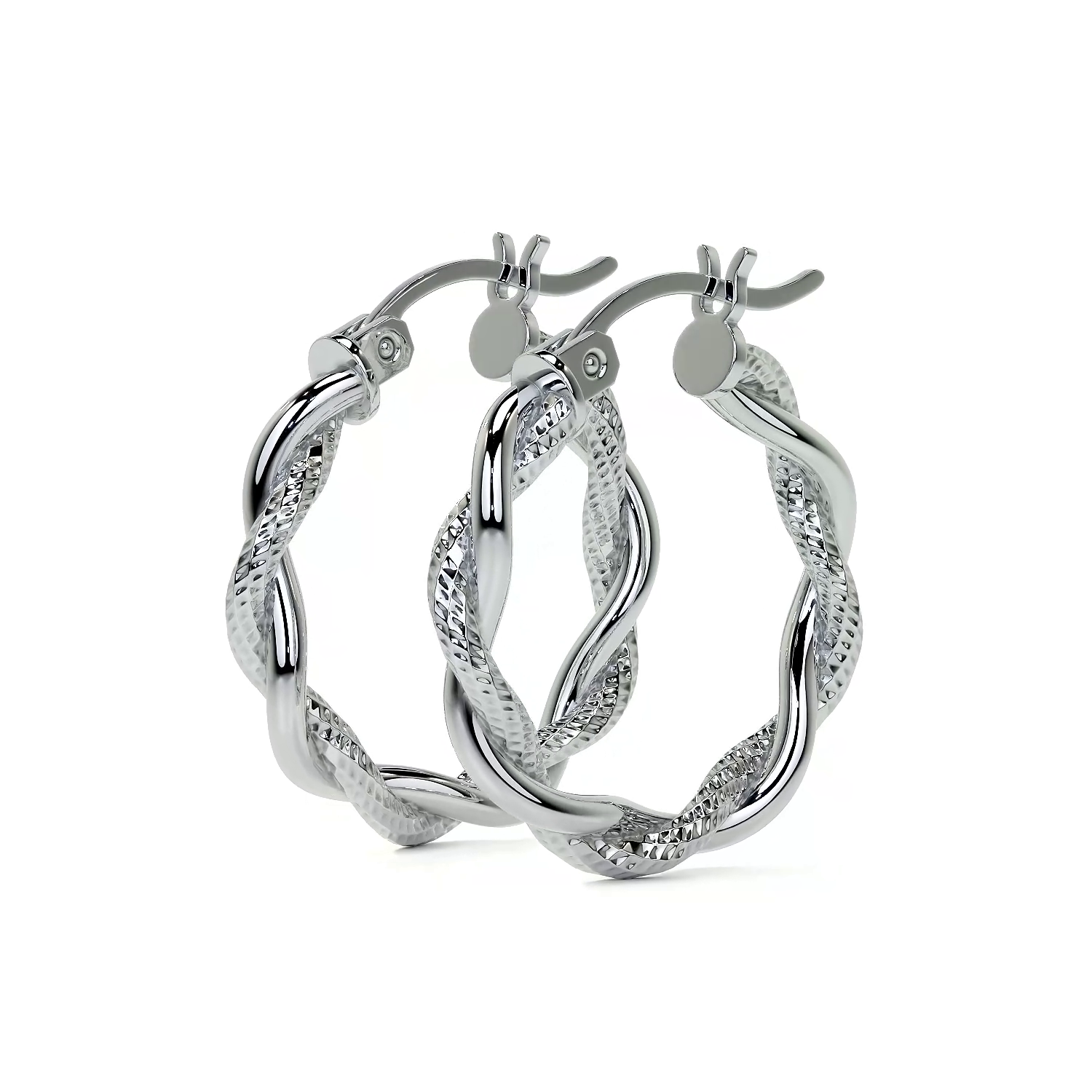 Arete Arracada Diamantada con tubos torcidos De Plata Ley 925 Para Mujer