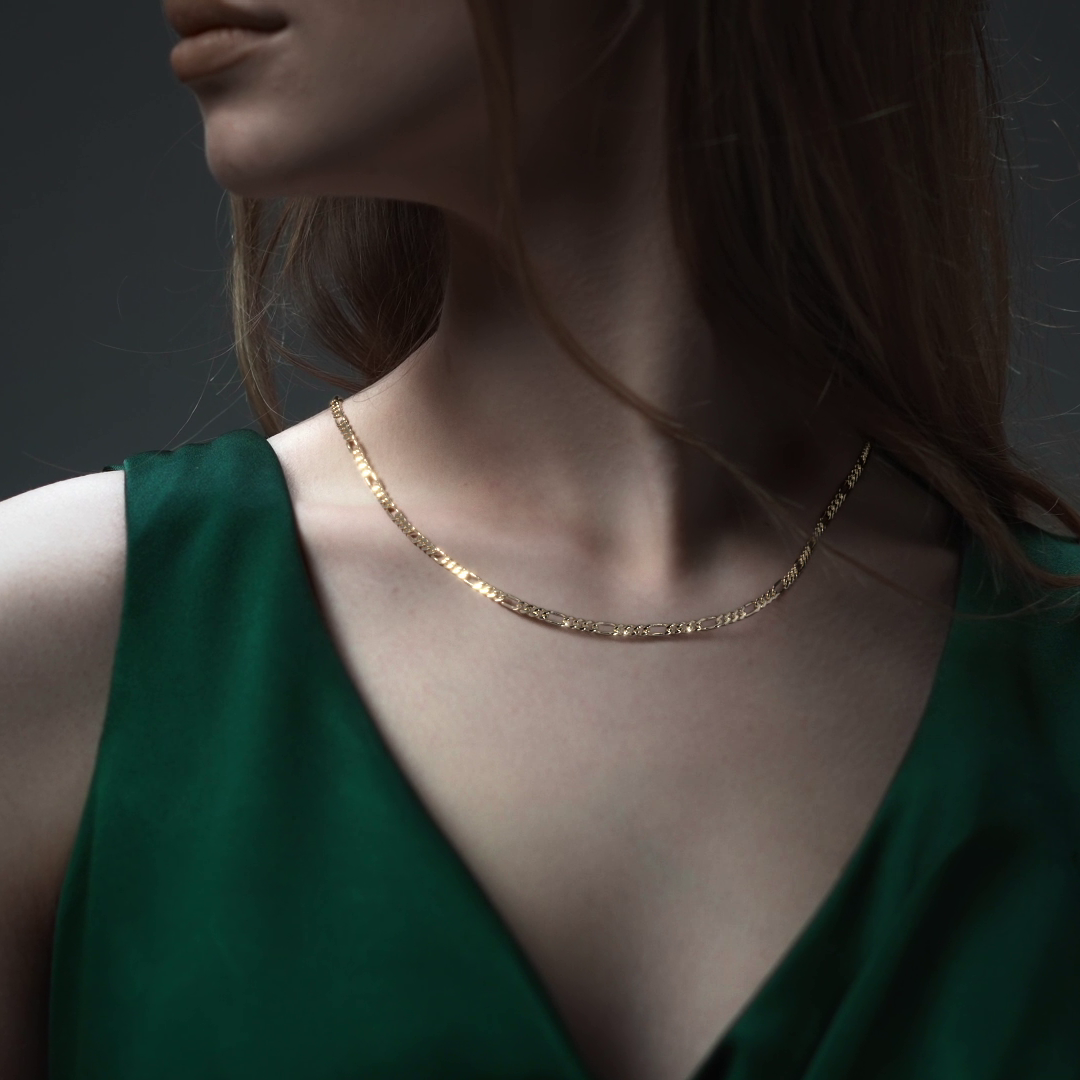 Cadena De Oro Hombre Italiana Figaro 14k Calibre 2.6 Mm