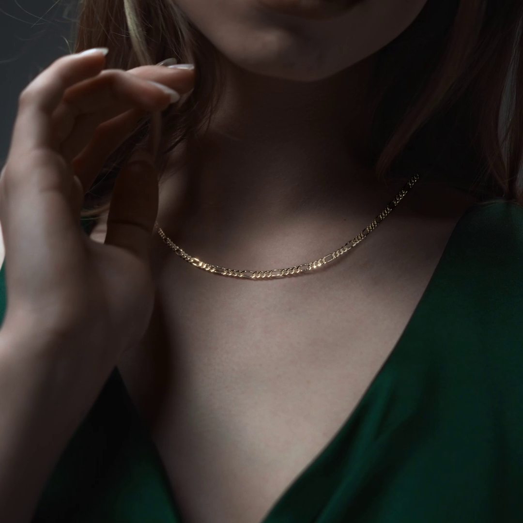 Cadena De Oro Hombre Italiana Figaro 14k Calibre 2.6 Mm