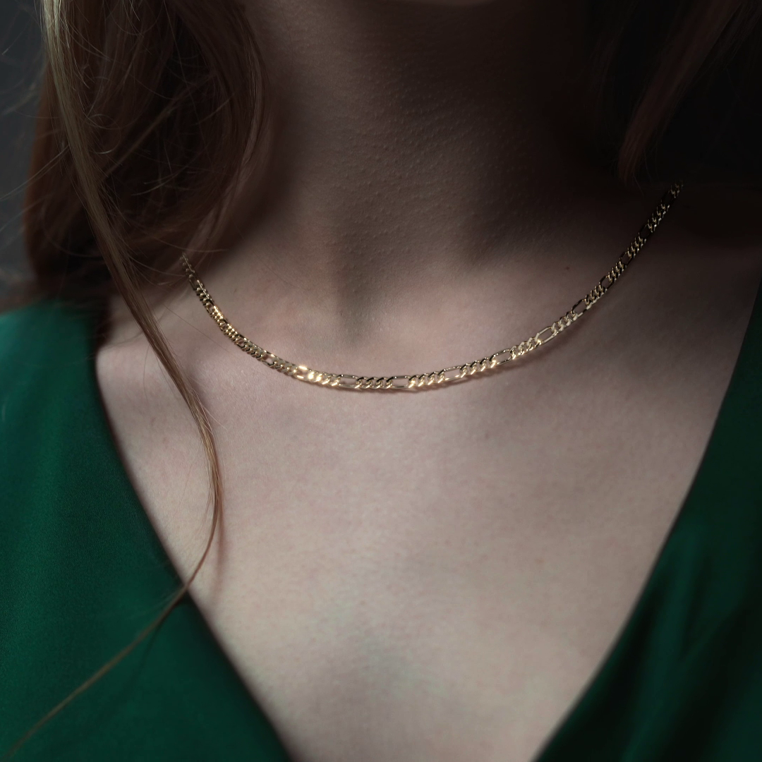 Cadena De Oro Hombre Italiana Figaro 14k Calibre 2.6 Mm