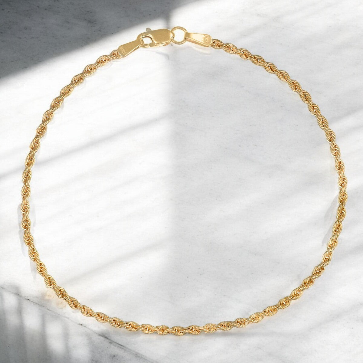 Pulso Torsal Hueco Oro Italiano 10k, Calibre 1.9mm, 21.5cm