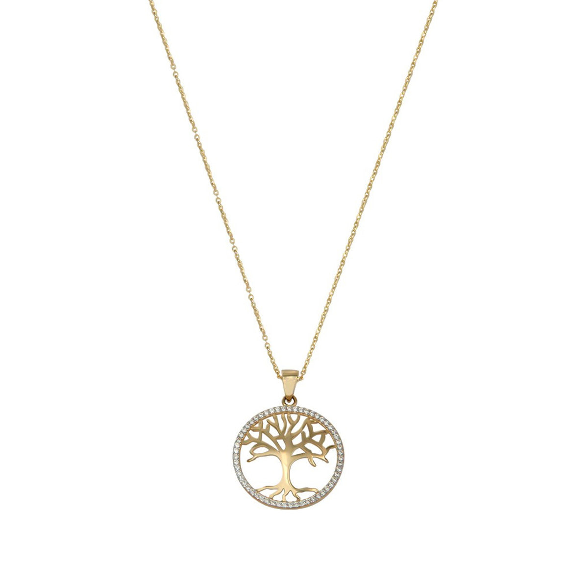 Collar De Arbol De La Vida De 14k Con Zirconia