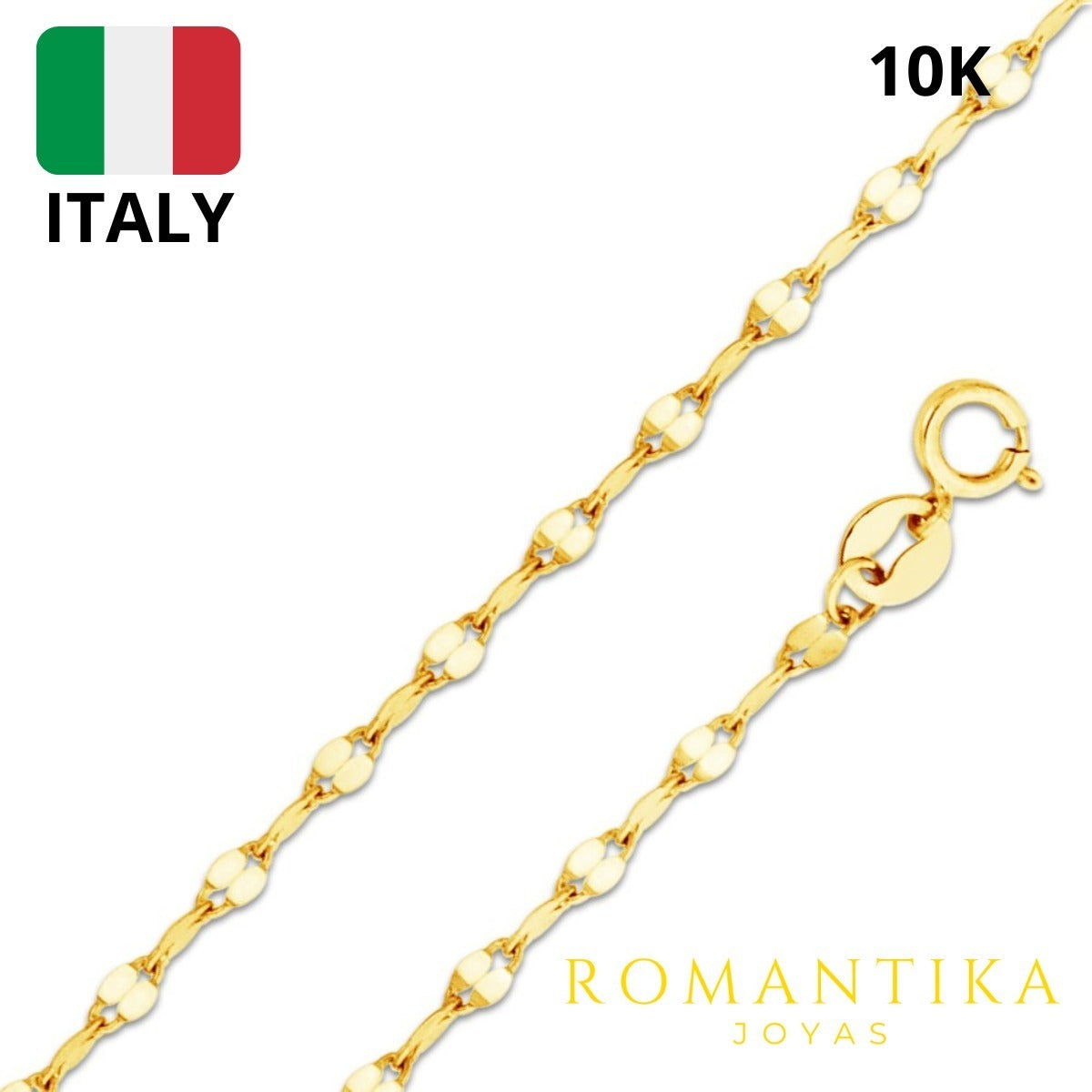 Cadena Grano De Cafe Oro 10k 55cm 2mm .7gr Italiano Color Dorado