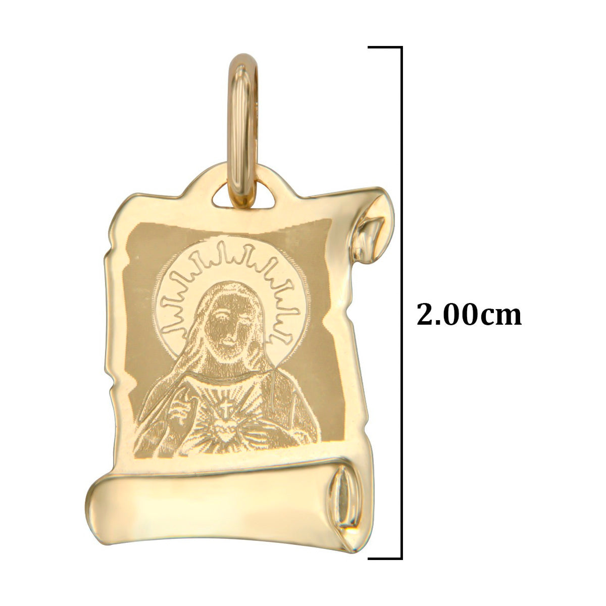 Medalla Laser De Oro De 14k Con Sagrado Corazón De Jesús