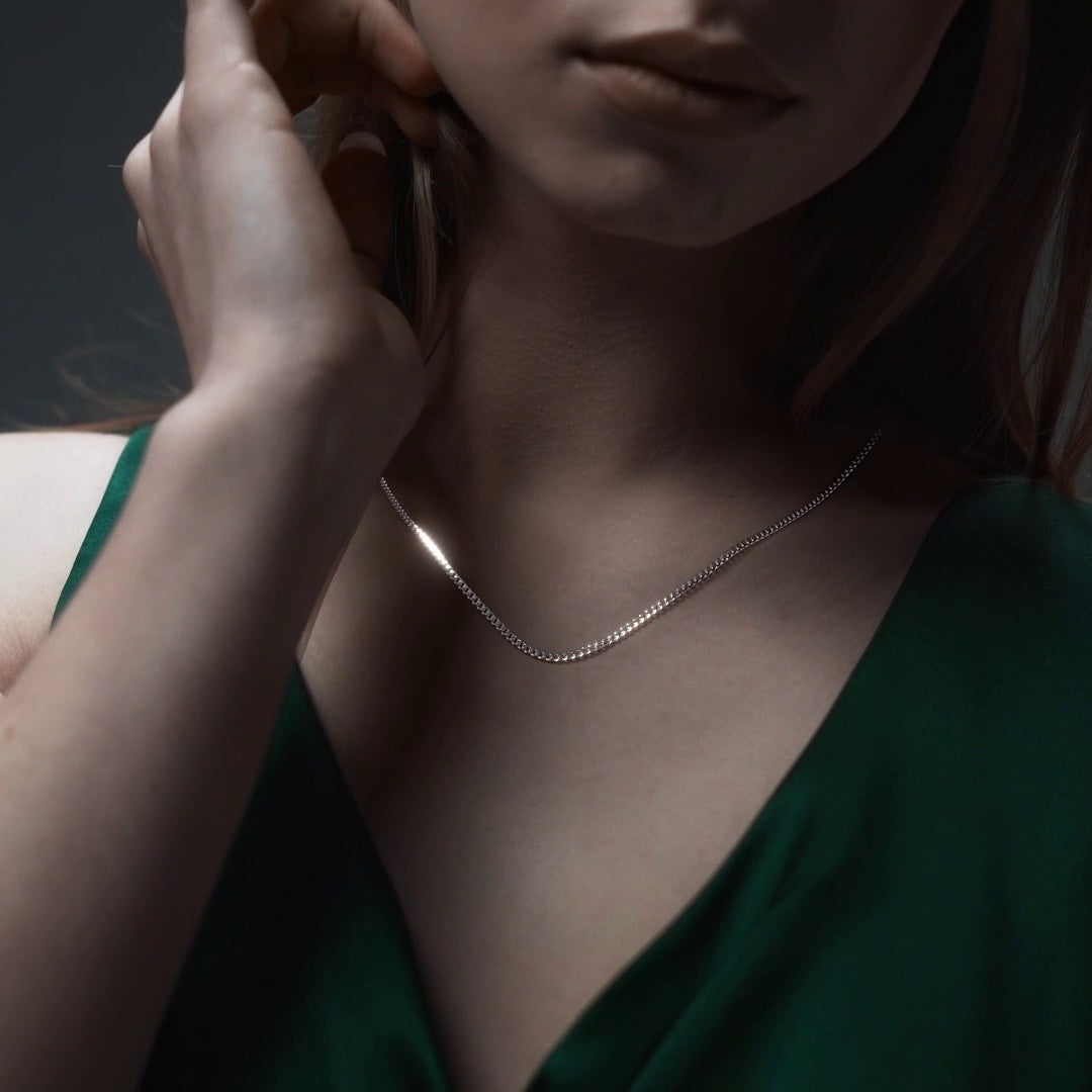 925 Silver Curb Style Chain 45 cm Gauge 3.2 mm