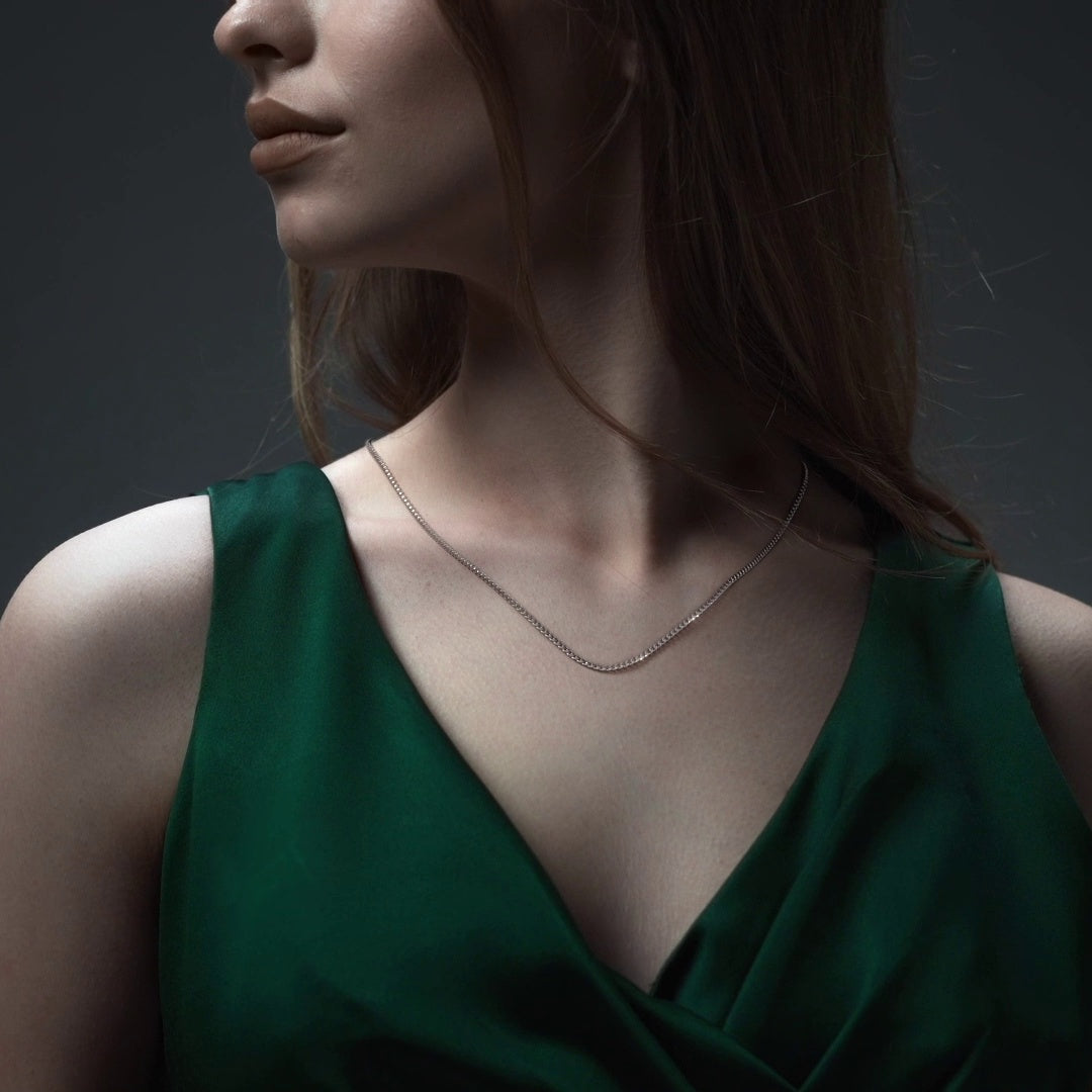 925 Silver Curb Style Chain 45 cm Gauge 3.2 mm