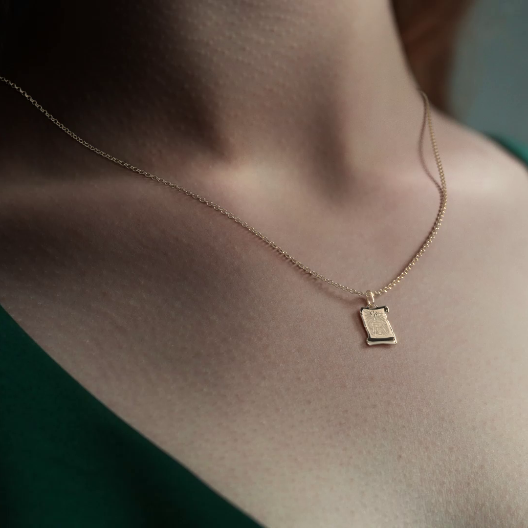 Dije de Oro 14K Medalla Religiosa Sagrado Caliz | Dije Oro Italiano 12mm | Joyería Fina