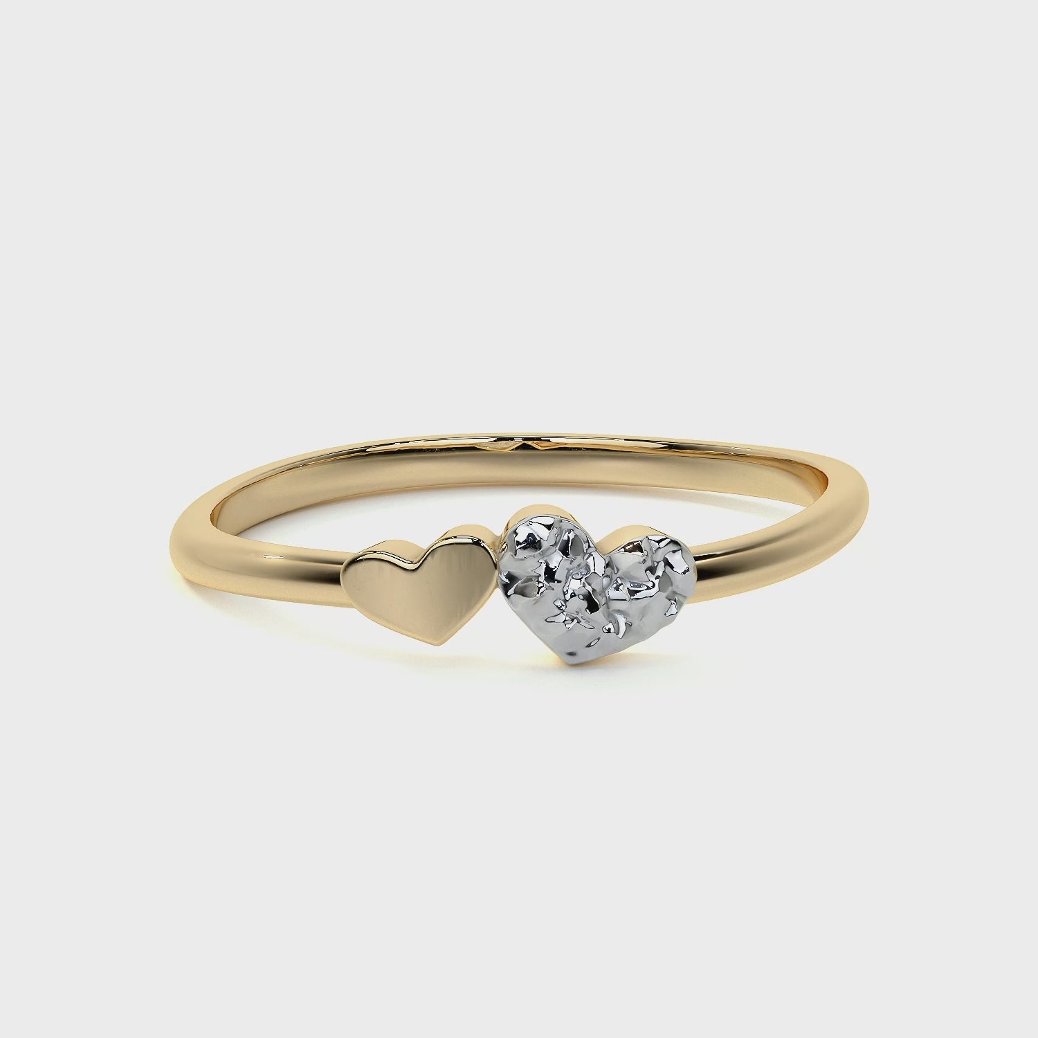 Anillo De Oro 14k Con Corazón Rodinado