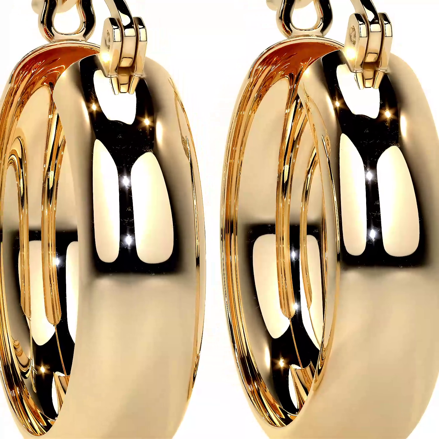 Arracada Bangle De Oro De 14k Lisa De 15mm, 6mm de Ancho